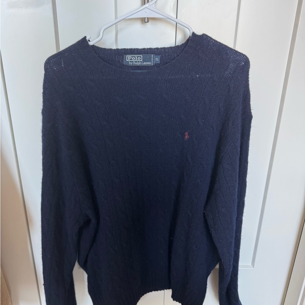 Ralph Lauren Dark Blue Crewneck Sweater 100% Lambswool